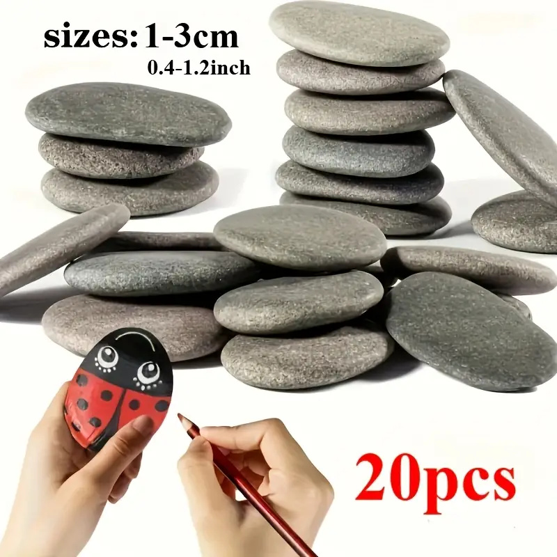 Marine Fish Tank - 20Pcs Natural River Rocks Smooth Flat