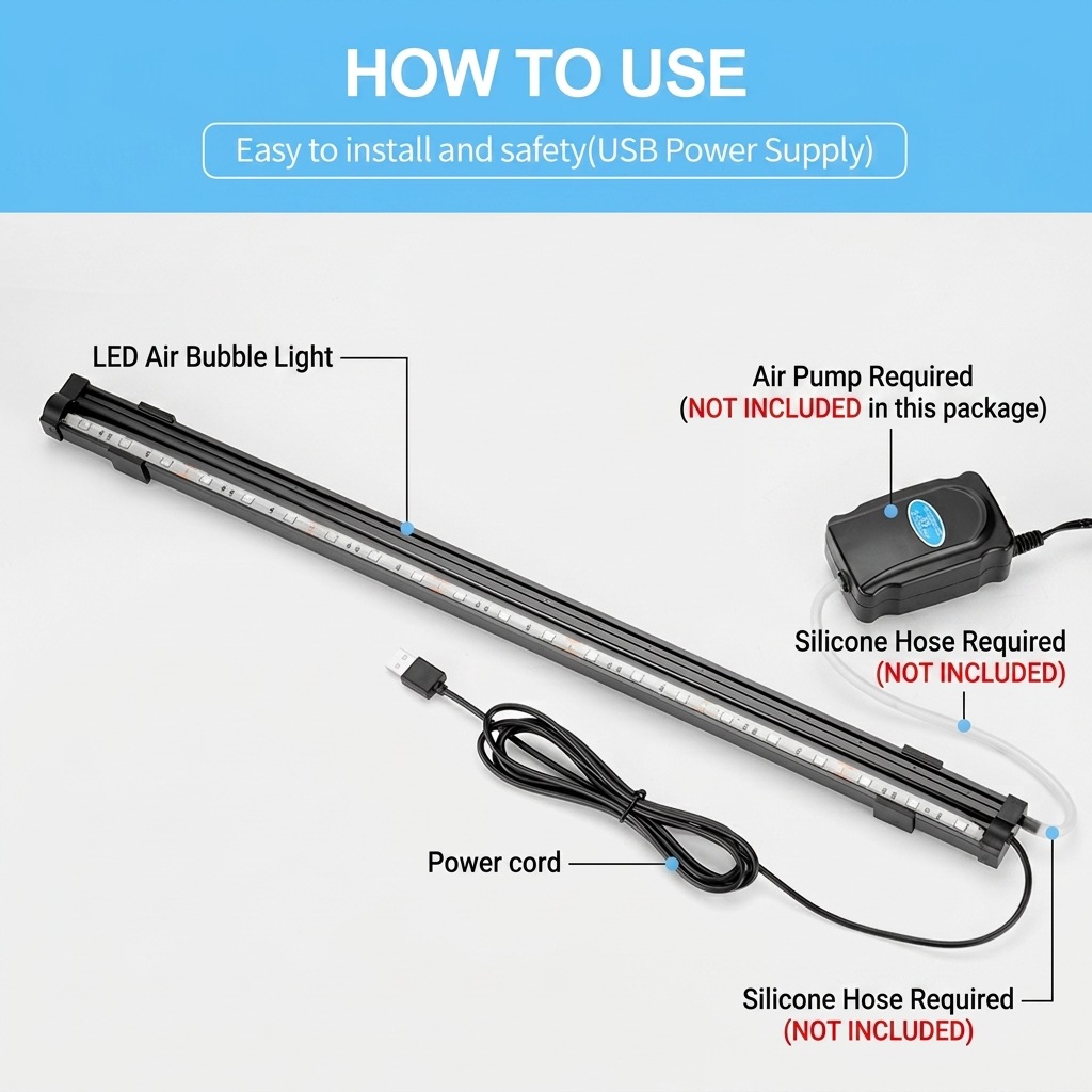 USB LED Aquarium Air Bubble Li - Aquarium Marine Lights ulasan dan harga